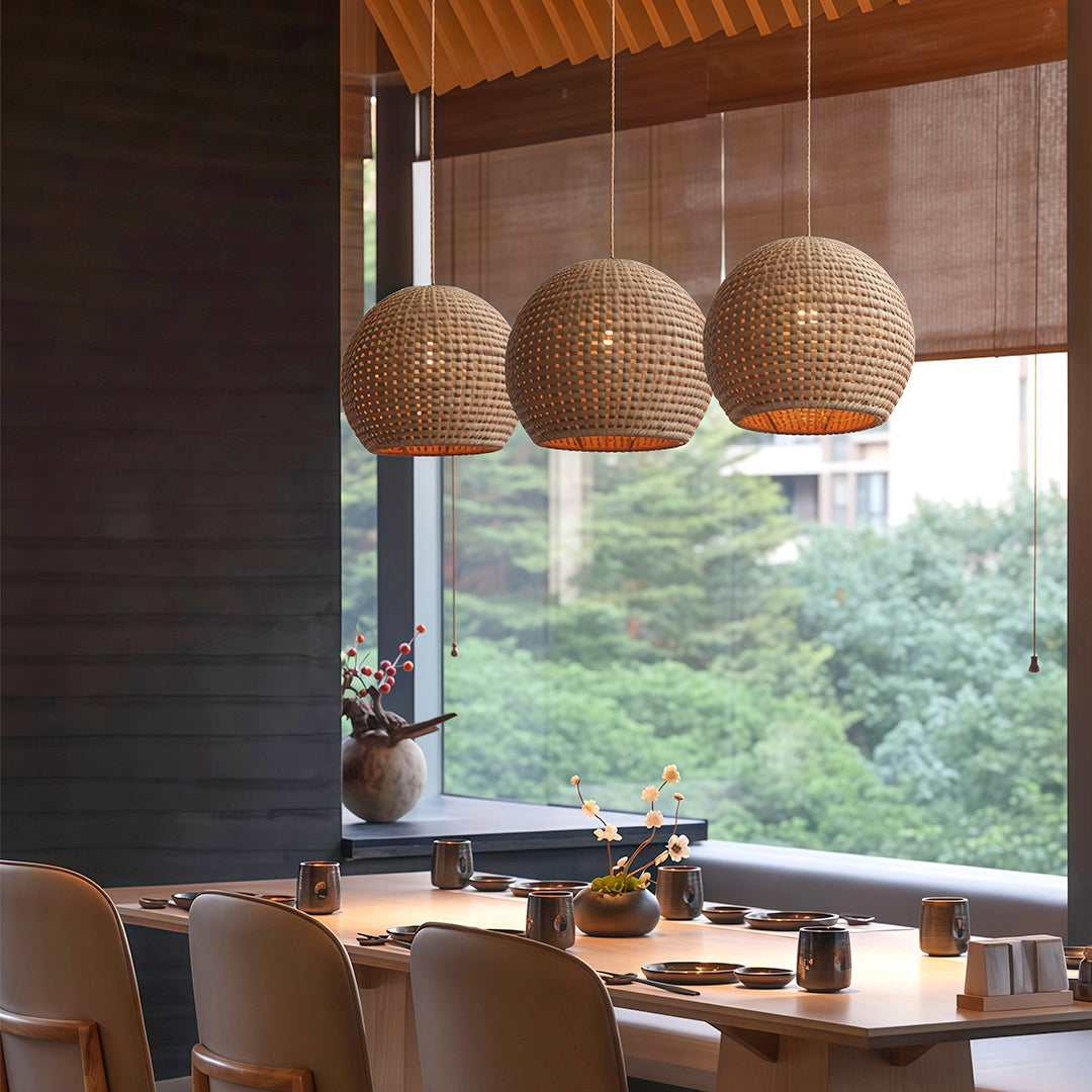 Japanese Paper Pendant Lights Raffia Zen Ceiling Light