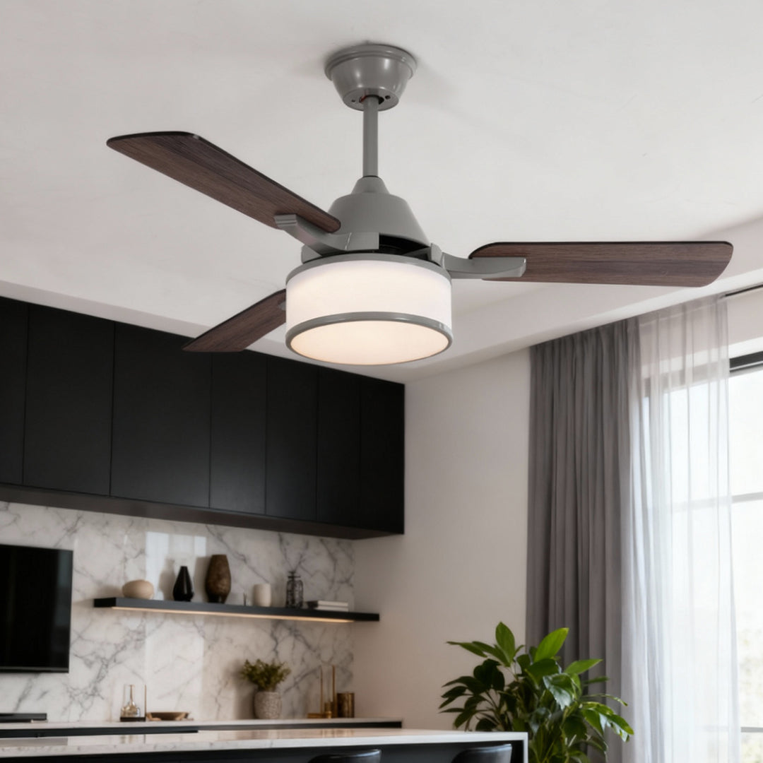 Ceiling Fans with Lights European Retro Fabric Shade Fan Lamp