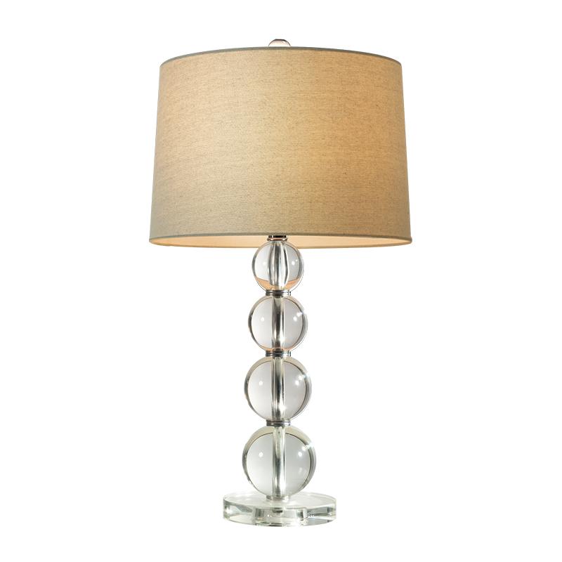 Crystal Ball Table Lamp Modern Fabric Cylinder Lampshade Lamp
