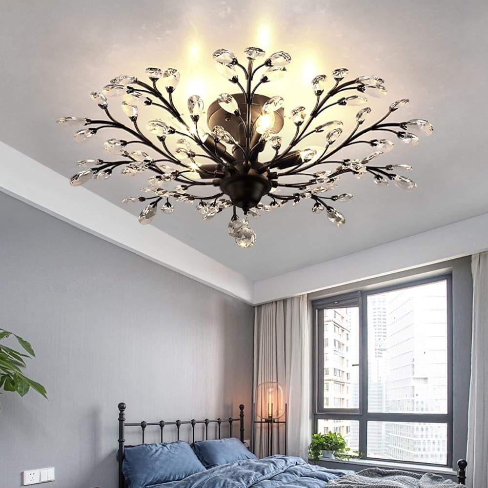 Crystal Branch Chandelier Contemporary Flower Ceiling Light