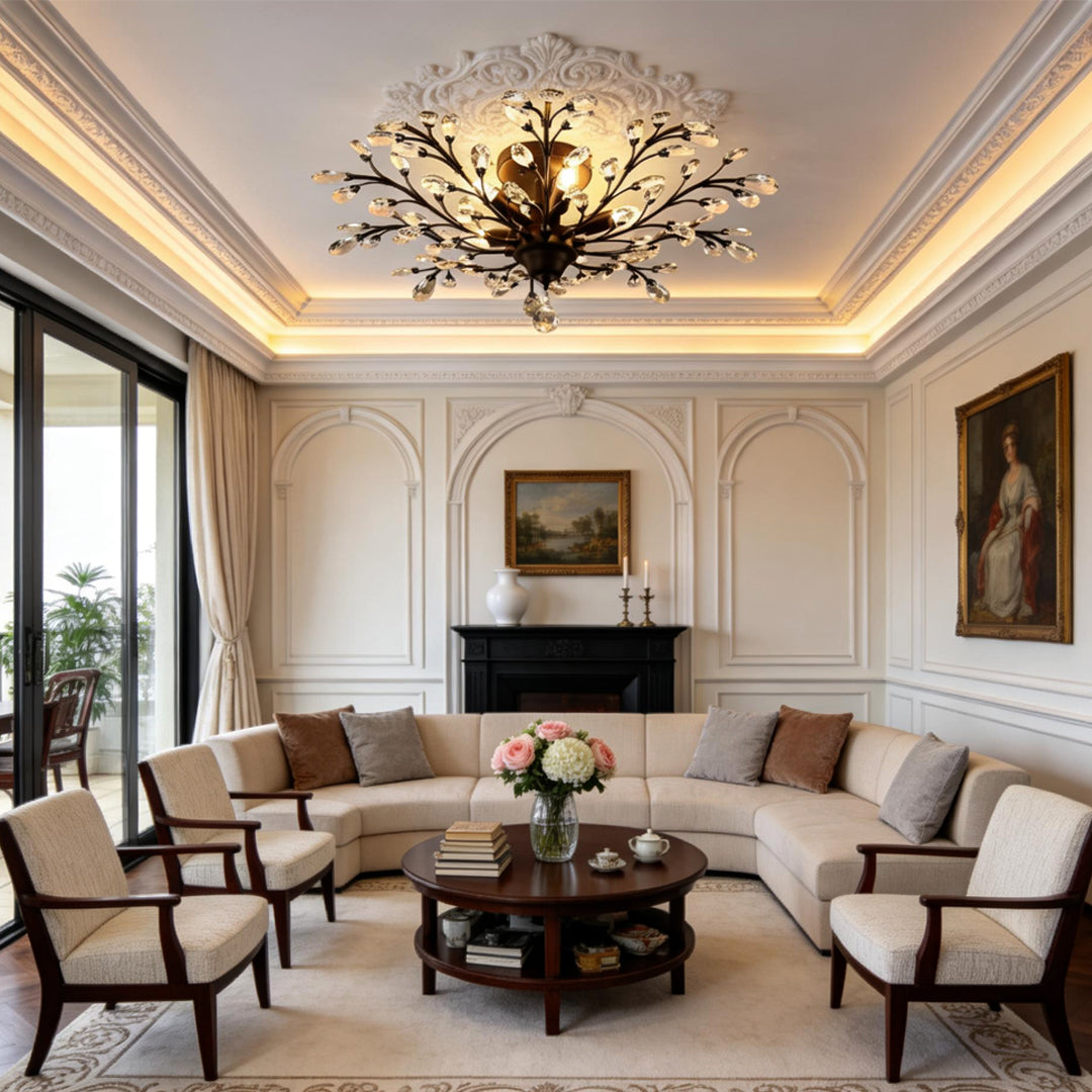 Crystal Branch Chandelier Contemporary Flower Ceiling Light