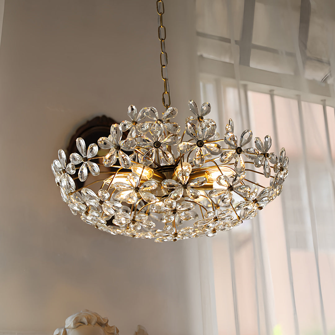 Crystal Flower Chandelier Flower Shaped Vintage Floral Ceiling Light