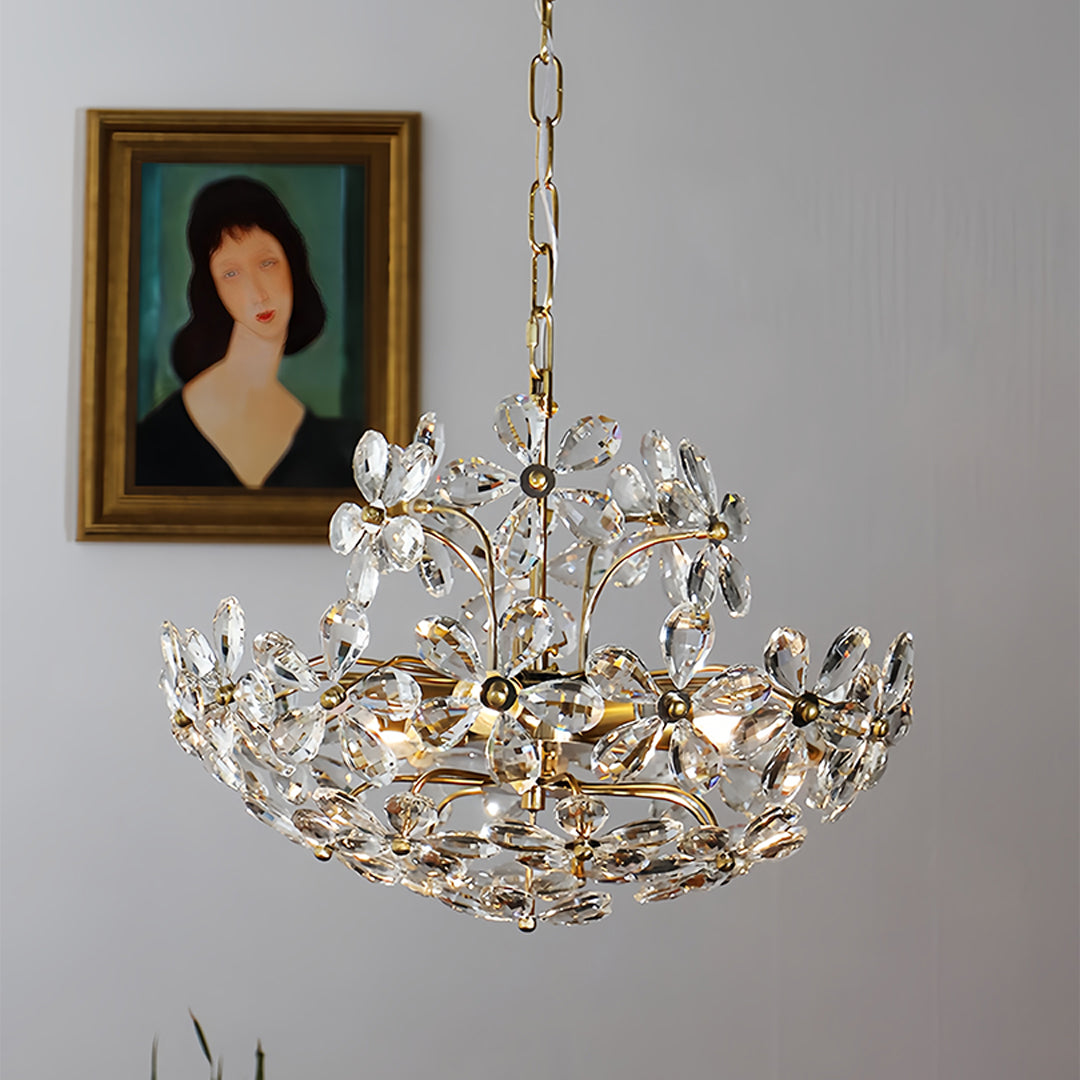 Crystal Flower Chandelier Flower Shaped Vintage Floral Ceiling Light