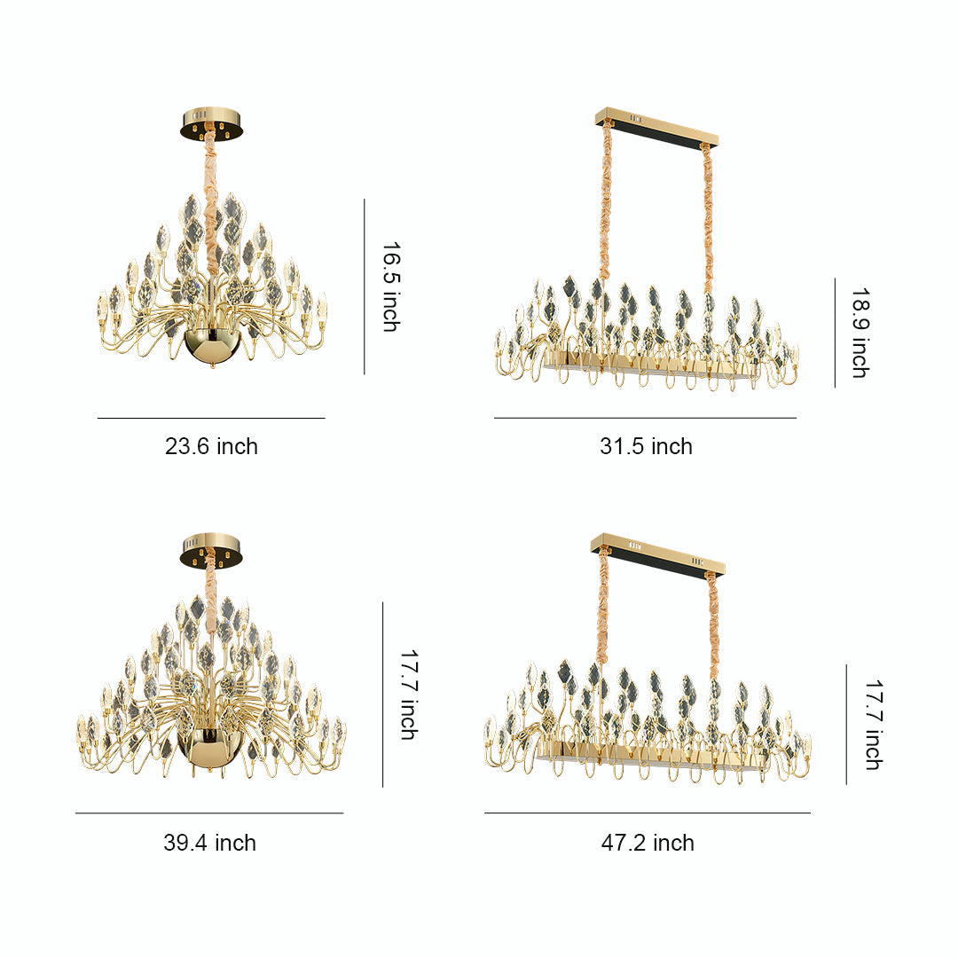 Gold LED Chandelier French Light Luxury Crystal Ceiling Light