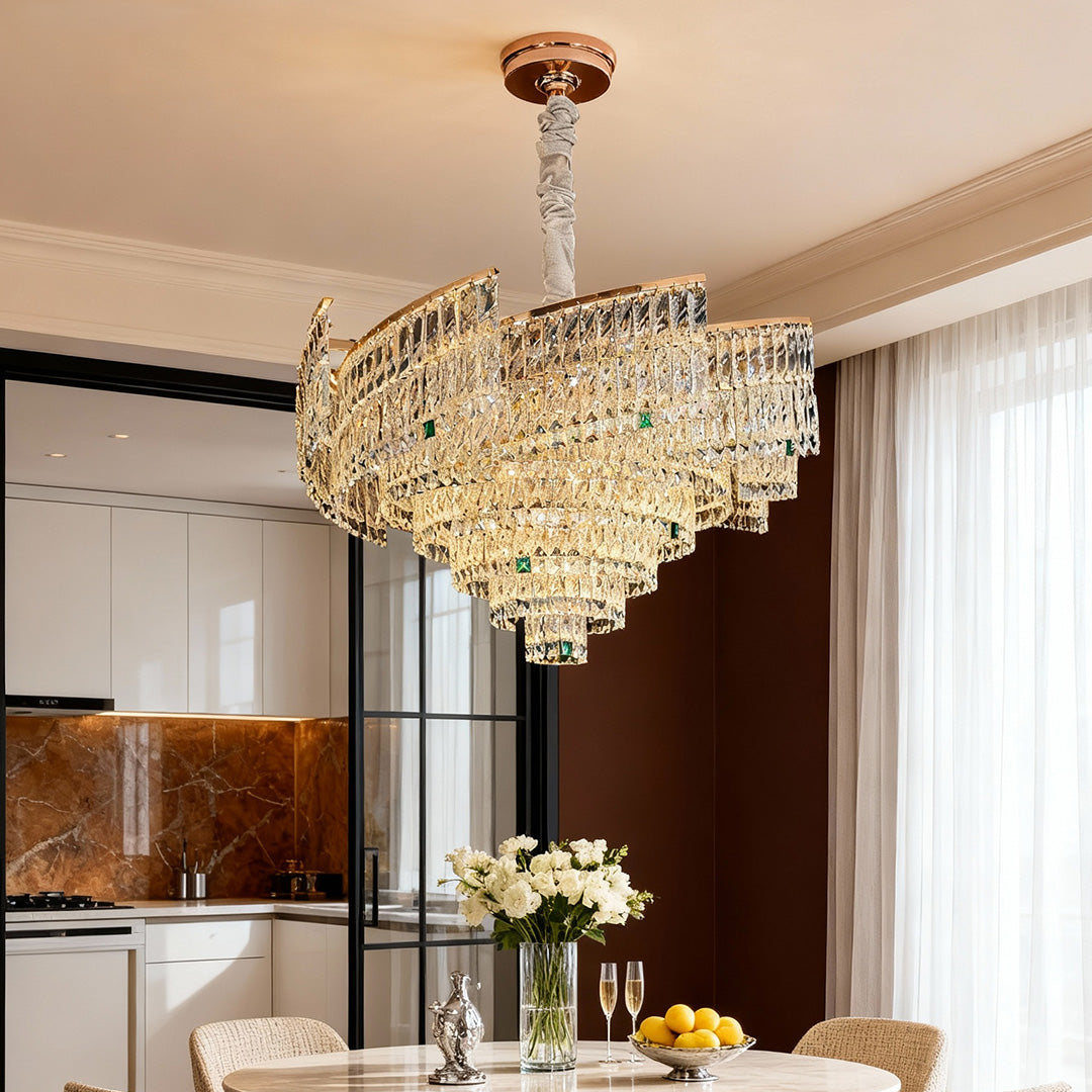 Crystal Pendant Chandelier Luxury Carbon Steel Ceiling Light