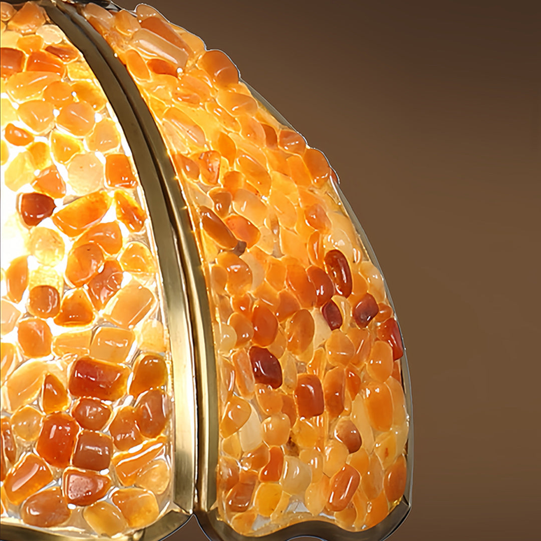 Small Crystal Pendant Light Vintage Full Copper Ceiling Light