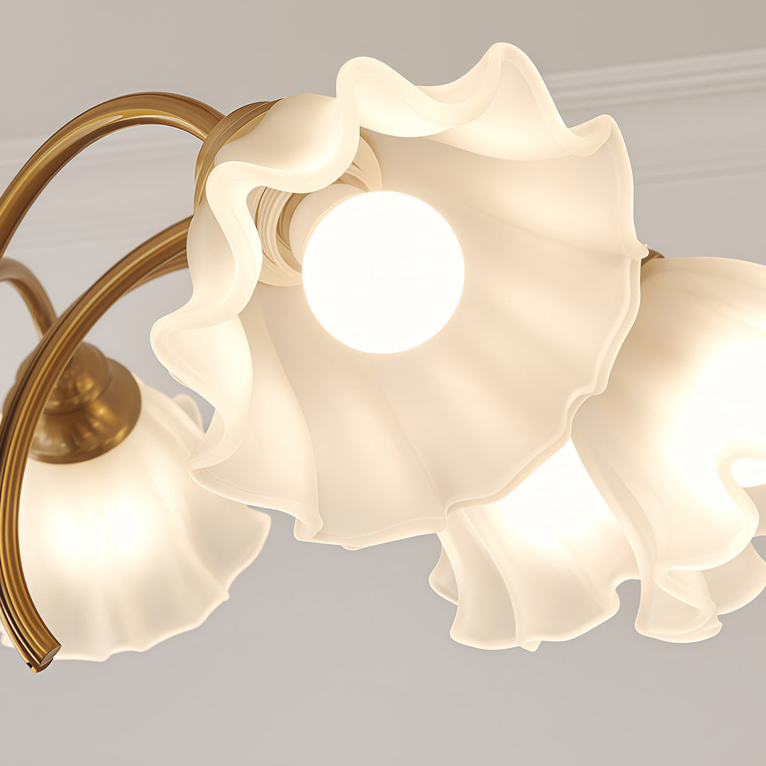 Vintage Glass Chandelier Flower Shades Ceiling Light