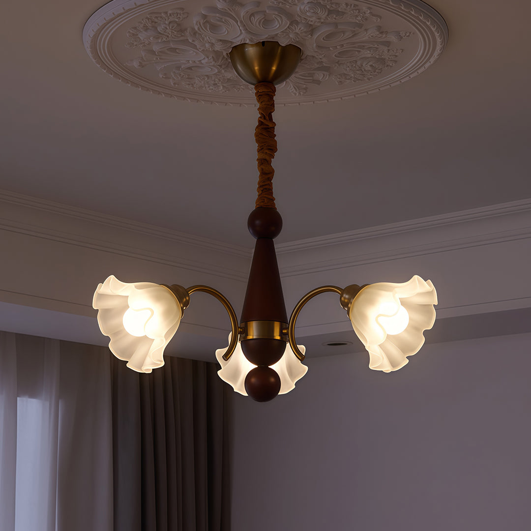Vintage Glass Chandelier Flower Shades Ceiling Light