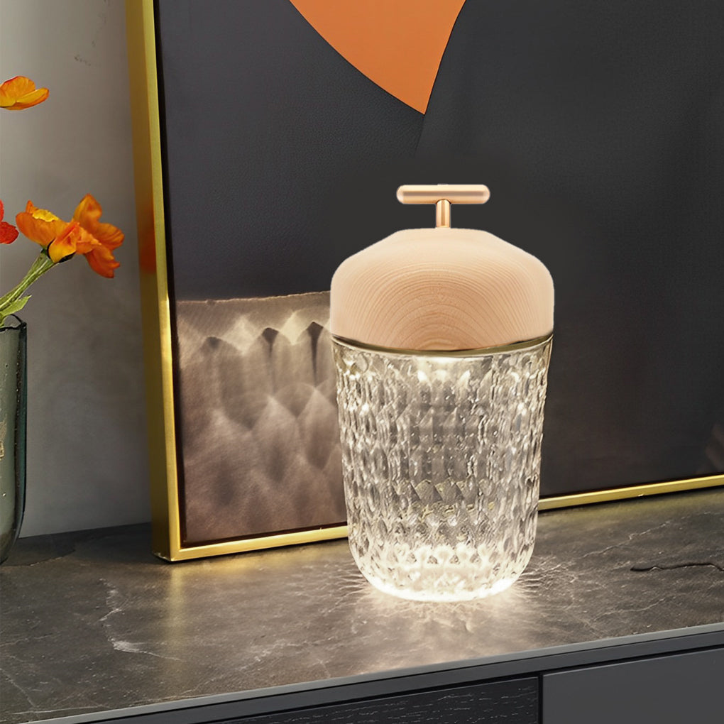 Cup Glass Table Lamp Modern Rechargeable Metal Lamp