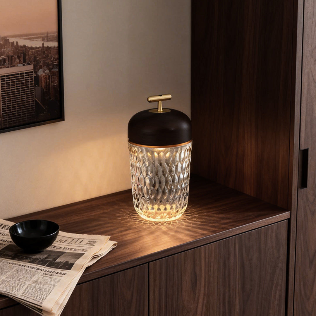 Cup Glass Table Lamp Modern Rechargeable Metal Lamp