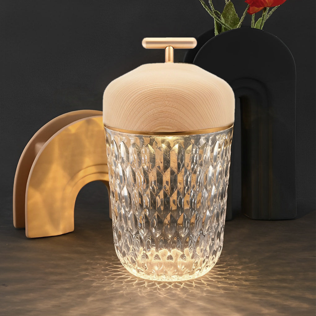Cup Glass Table Lamp Modern Rechargeable Metal Lamp