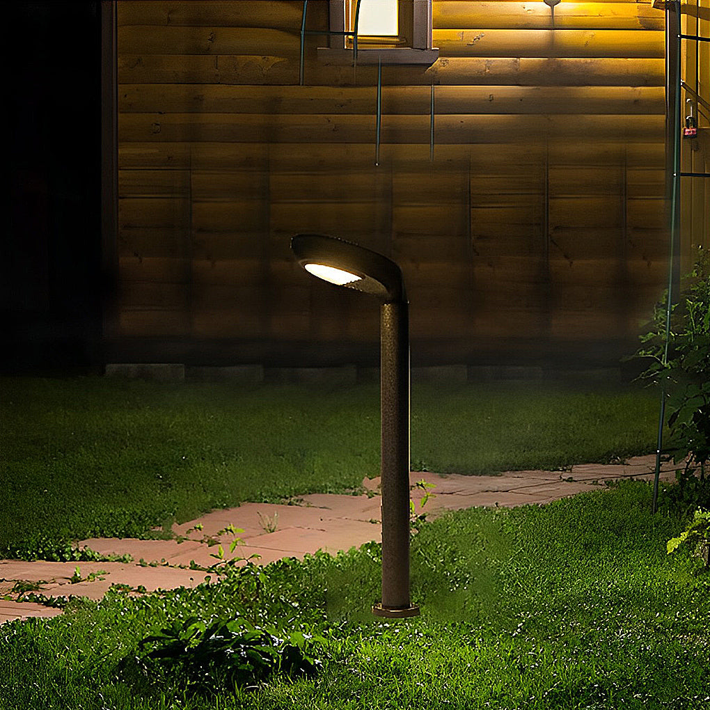 Curved Bollard Light Minimalist Solar-Powered Black Aluminum Lamp
