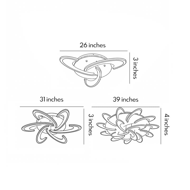 Curved LED Ceiling Light Artistic Geometric Acrylic LED Light