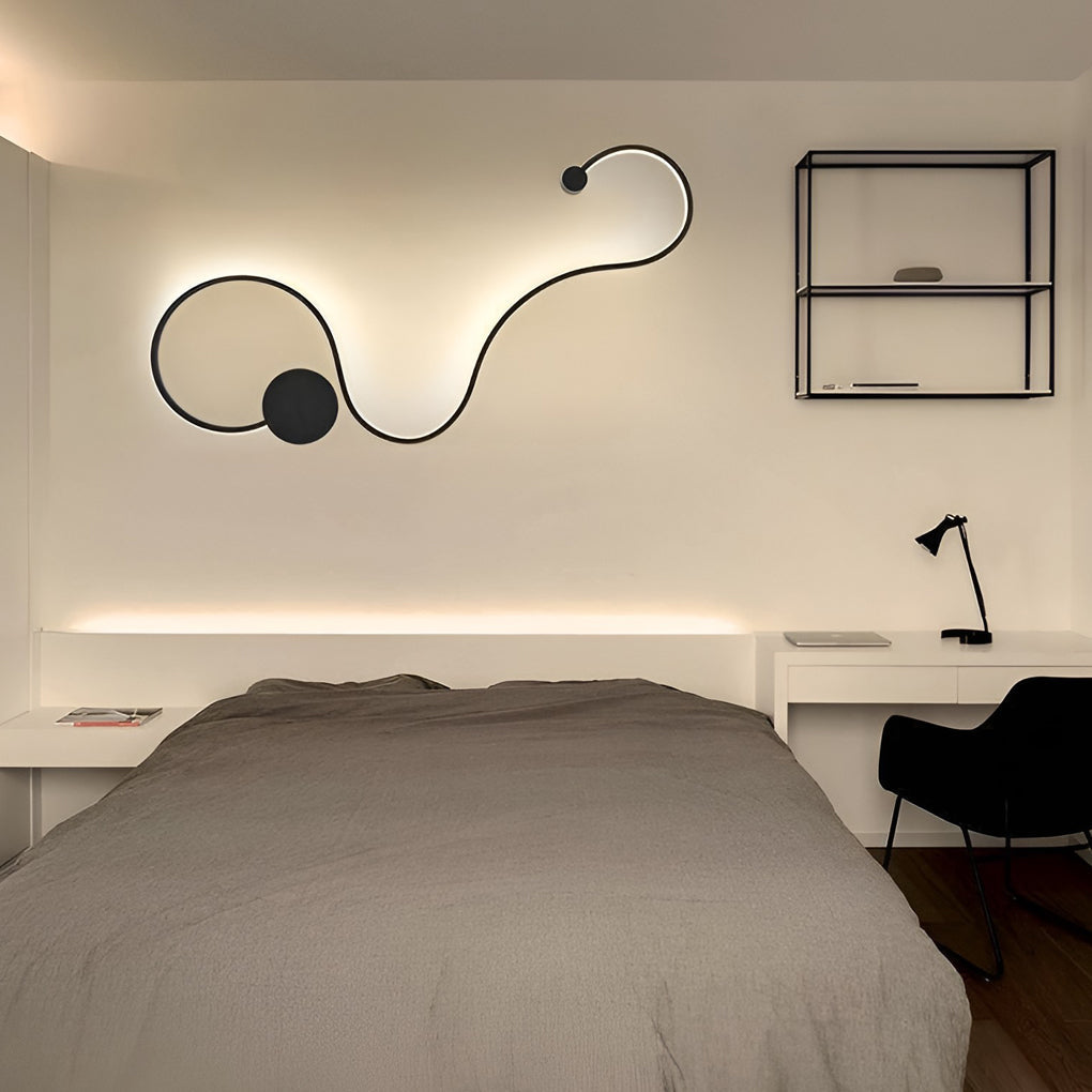 Curved Wall Sconce Modern Black Creative LED Light