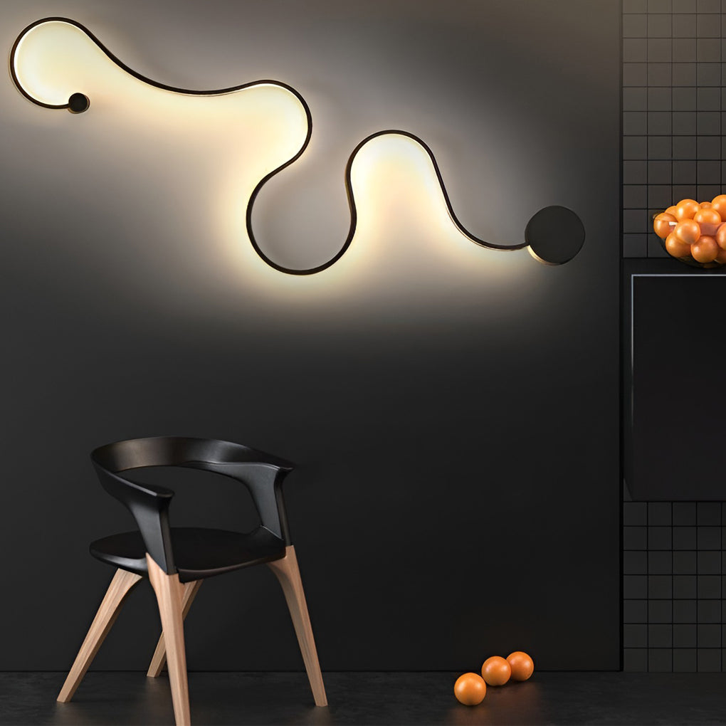 Curved Wall Sconce Modern Black Creative LED Light