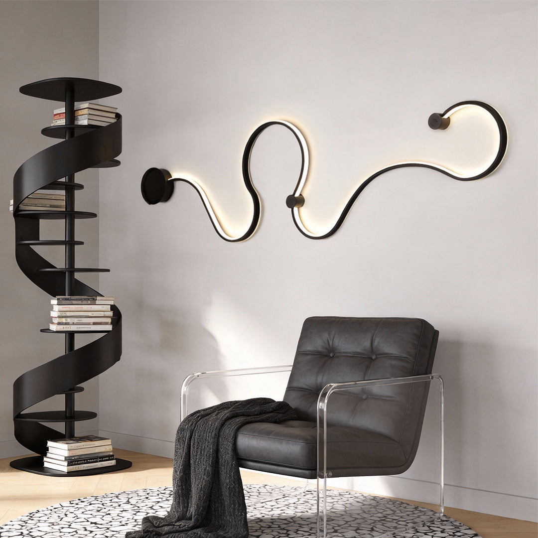 Curved Wall Sconce Modern Black Creative LED Light