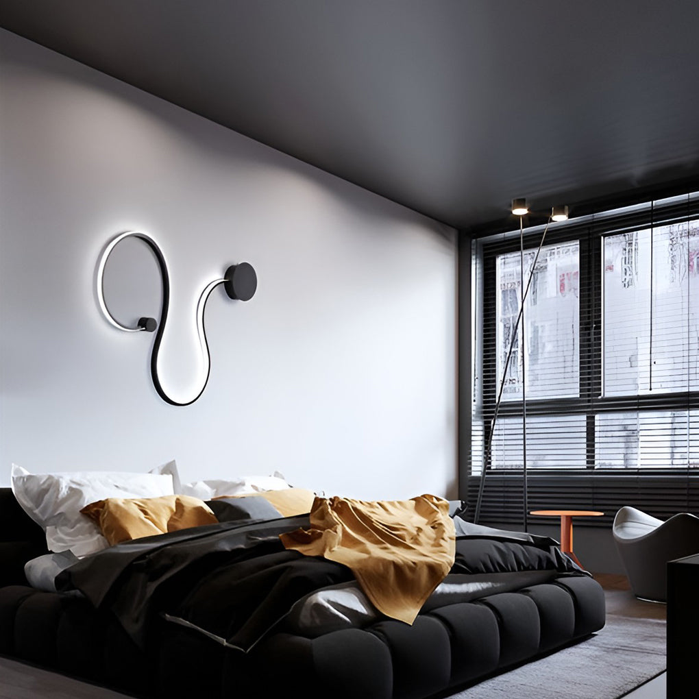 Curved Wall Sconce Modern Black Creative LED Light