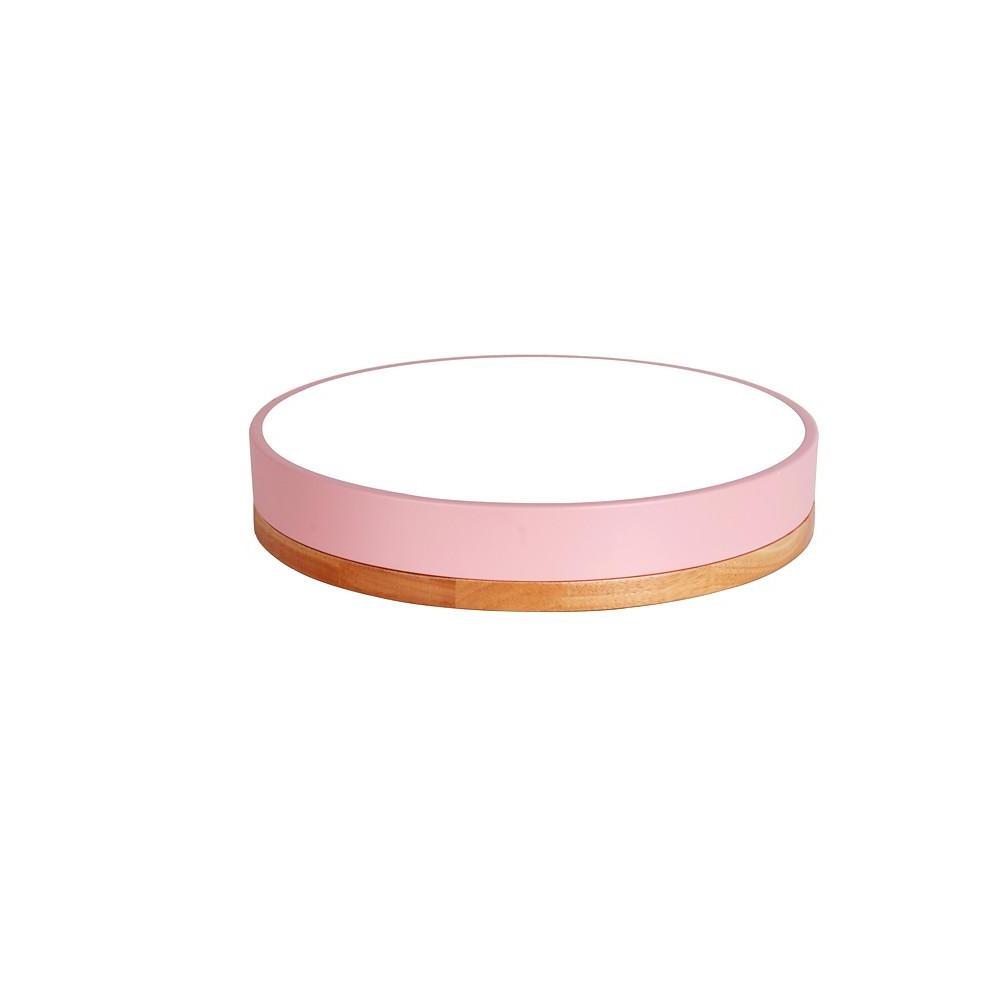 Circular Drum Flush Mount Light Metal Wood LED Ceiling Lights