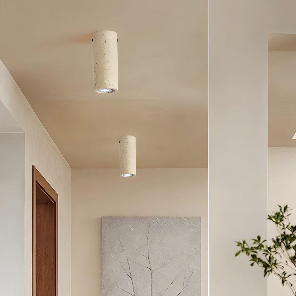 Cylinder Downlight Modern Yellow Travertine Long-Tube Light