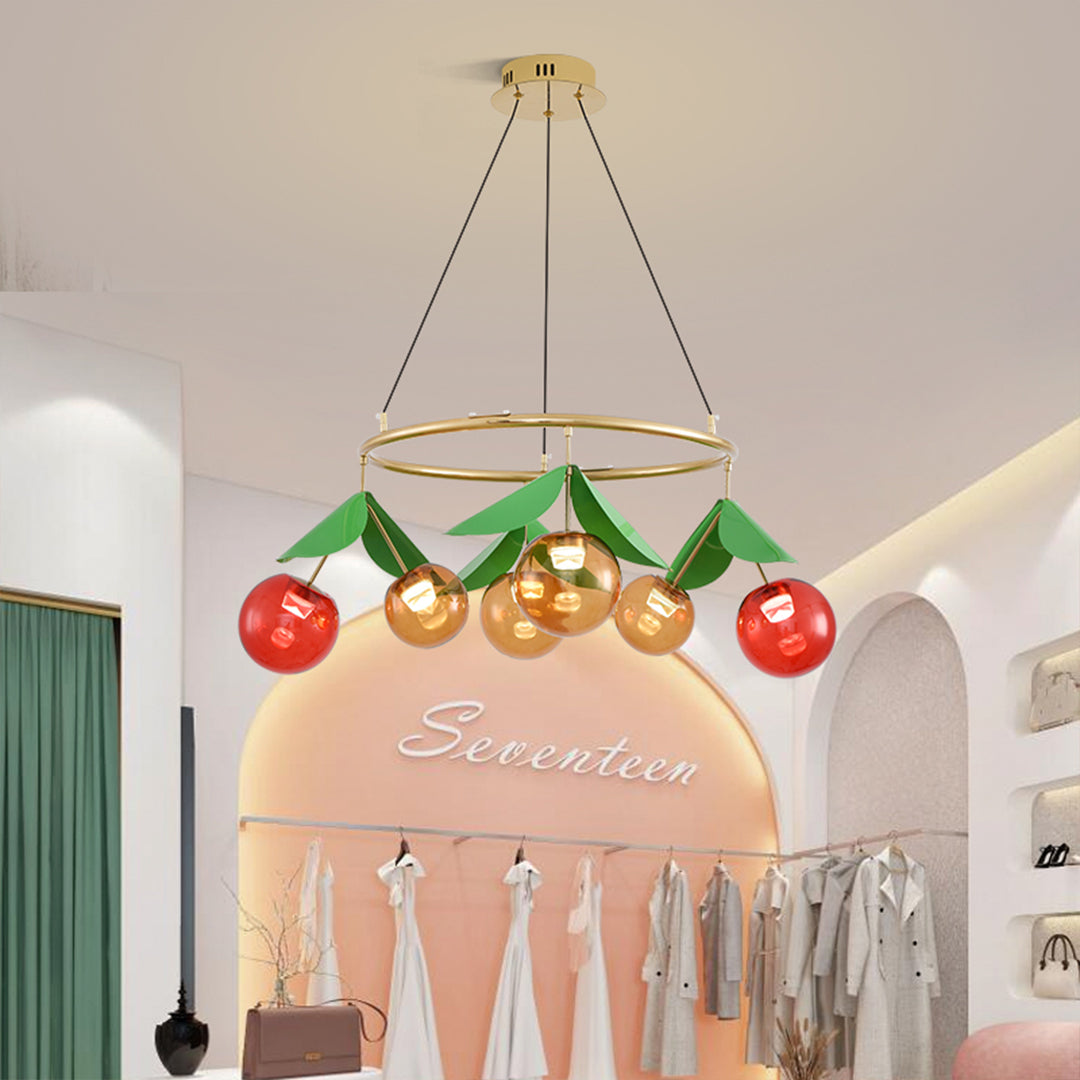 Glass Bulb Chandelier Nordic Creative Cherry LED Artistic