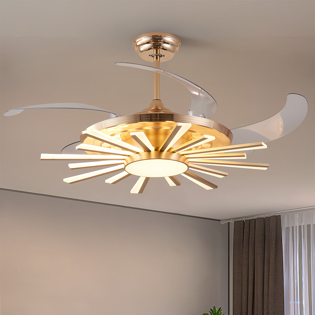 Modern Black Ceiling Fan with Light Luxury Multi-head Iron Body Light