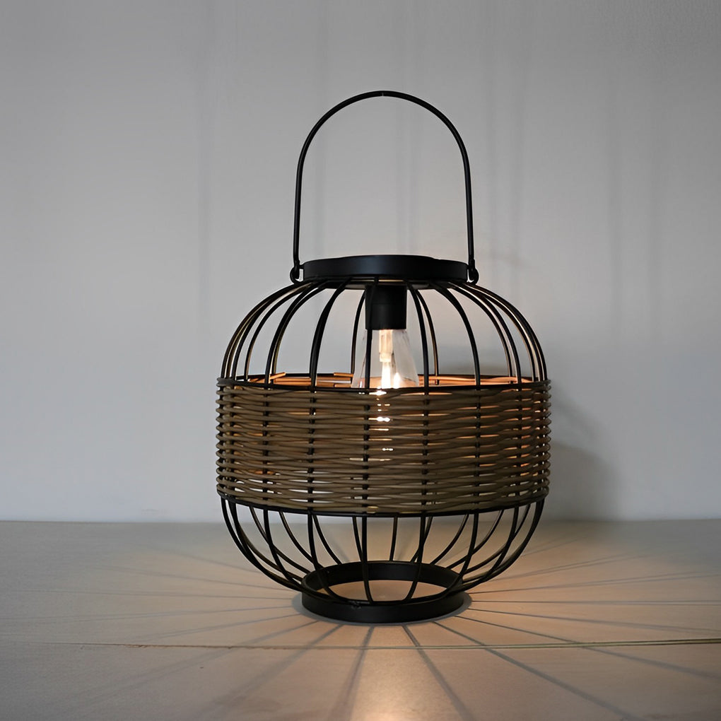 Decorative Hanging Solar Lanterns Wicker Waterproof Light
