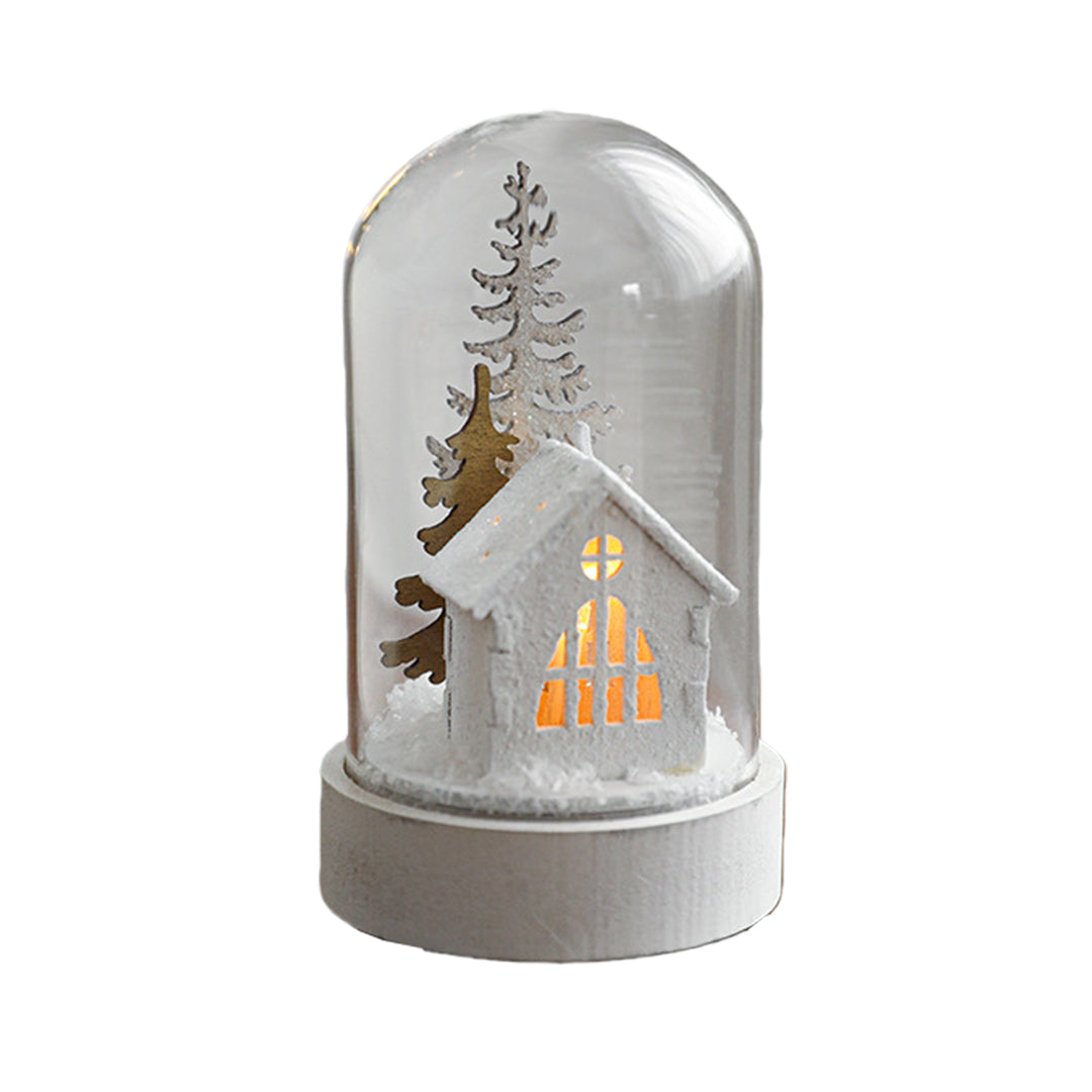 Decorative LED Table Lamp Wooden Glass Ornament Two-Pack Light