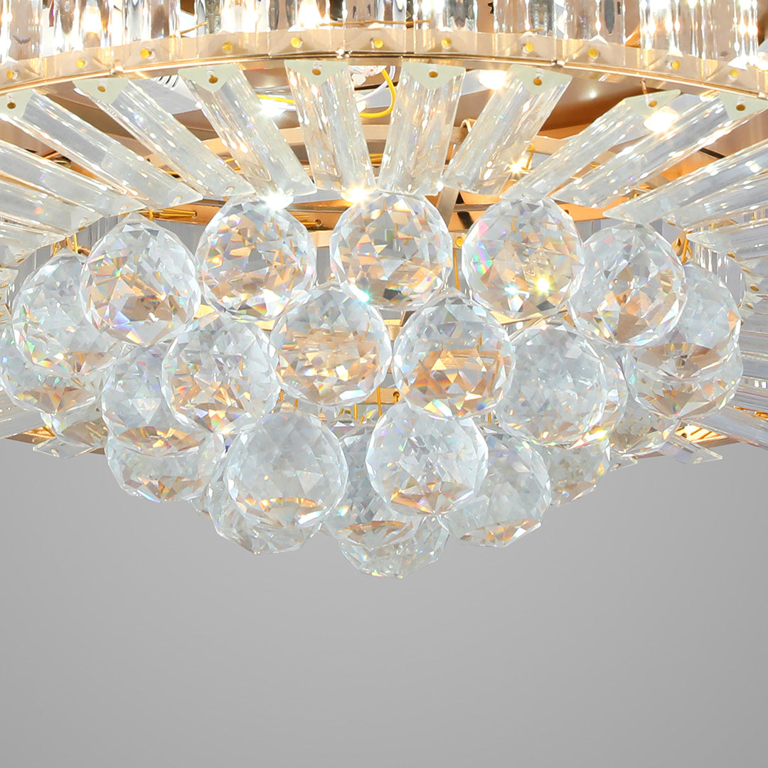 Crystal Ceiling Fans with Lights European Style Gold Iron Luxury Fan