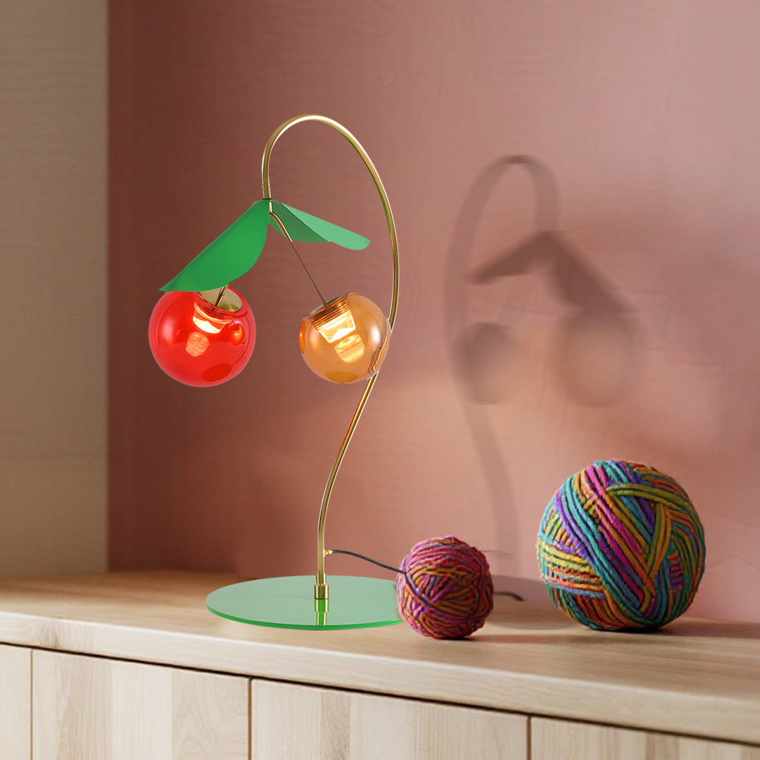 Stained Glass Modern LED Table Lamps Nordic Creative Cherry LED Dual-Head Lamps