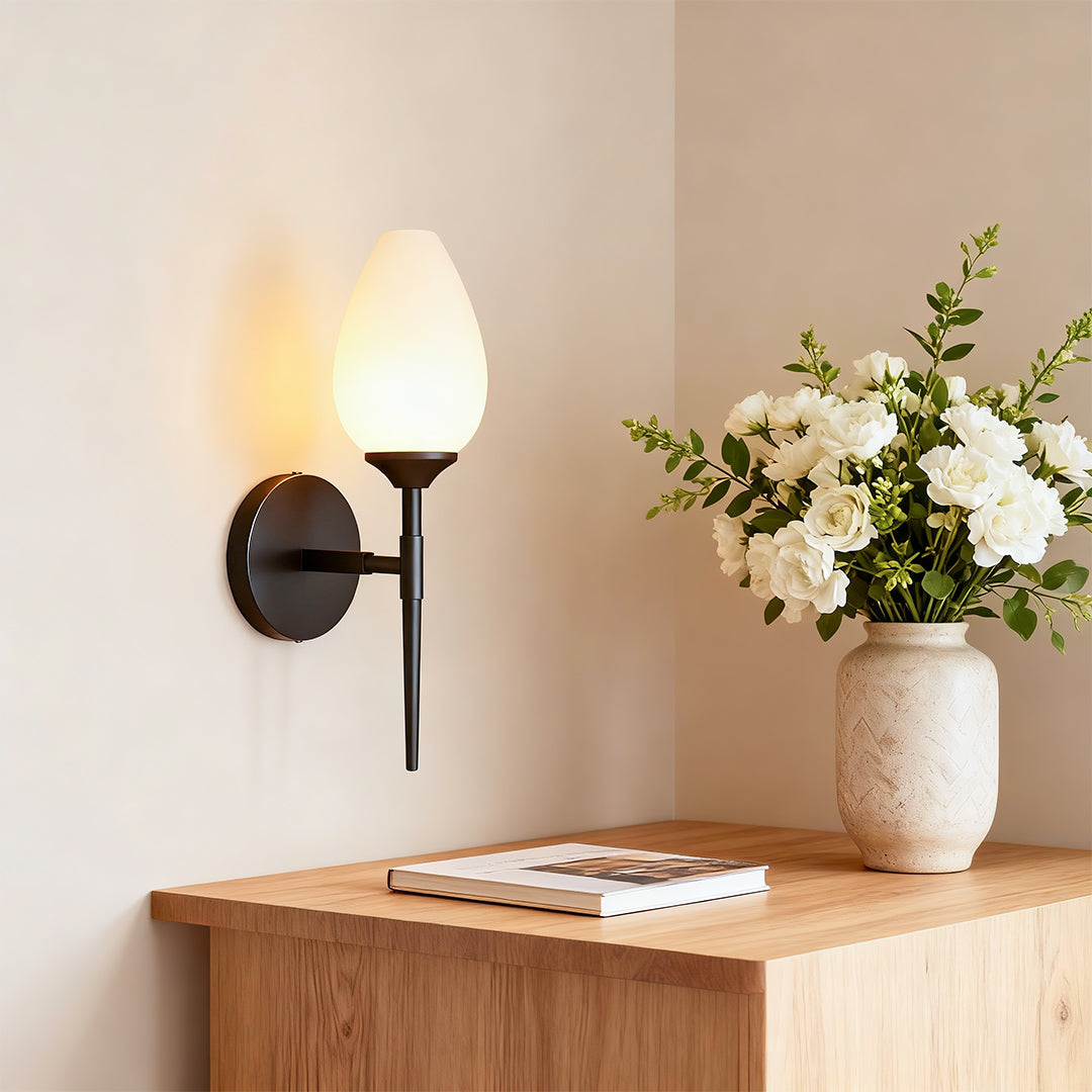 Glass Wall Lights Full Copper American-Style Lamp