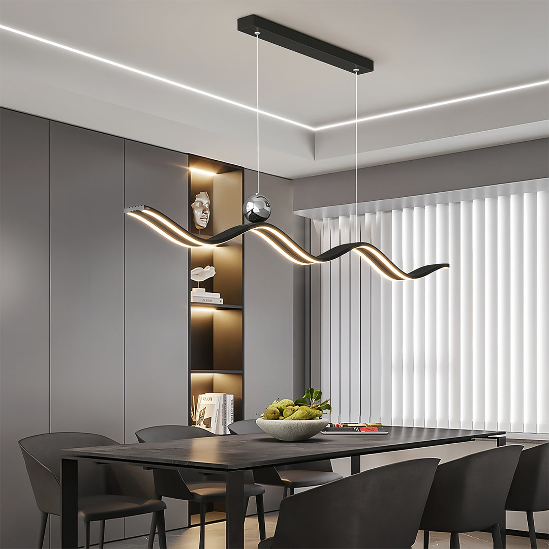 Linear LED Pendant Light Contemporary Wave Shaped Ceiling Light