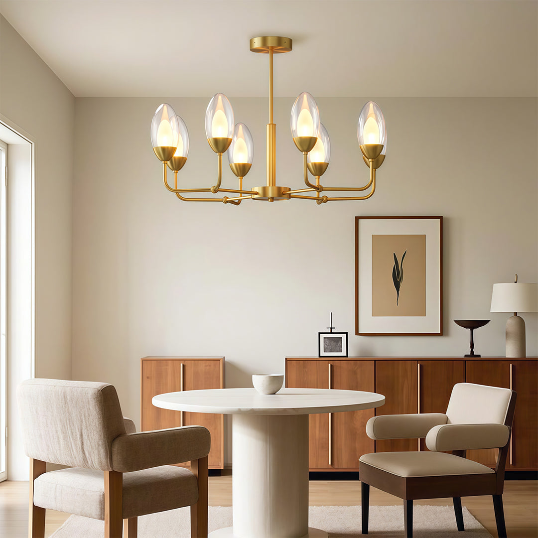 Modern Minimalist Chandelier Full Copper Luxury Ceiling Light