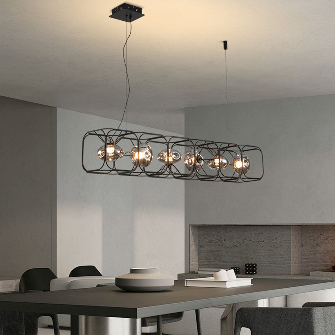 LED Square Cage Chandelier Nordic