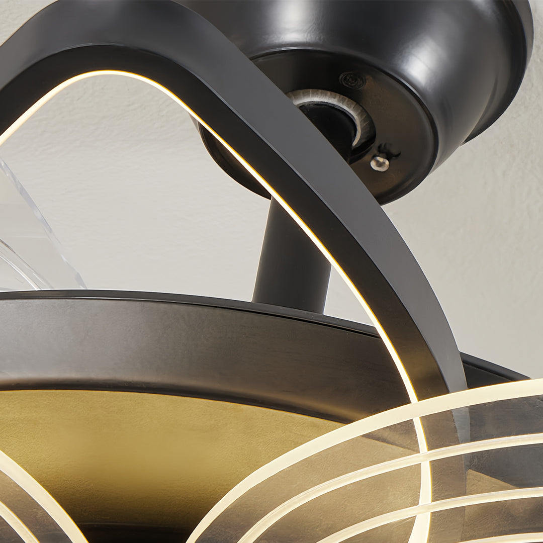 Black Modern Ceiling Fan with Light Minimalist Style Iron Body Light