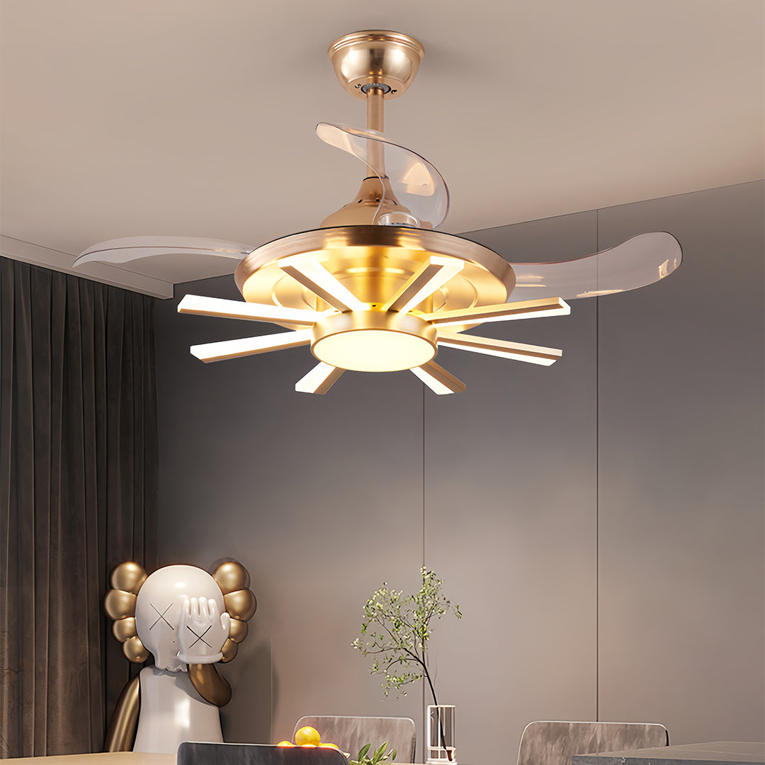 Modern Black Ceiling Fan with Light Luxury Multi-head Iron Body Light