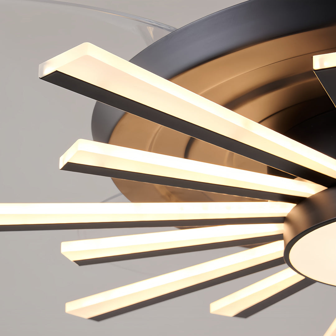 Modern Black Ceiling Fan with Light Luxury Multi-head Iron Body Light