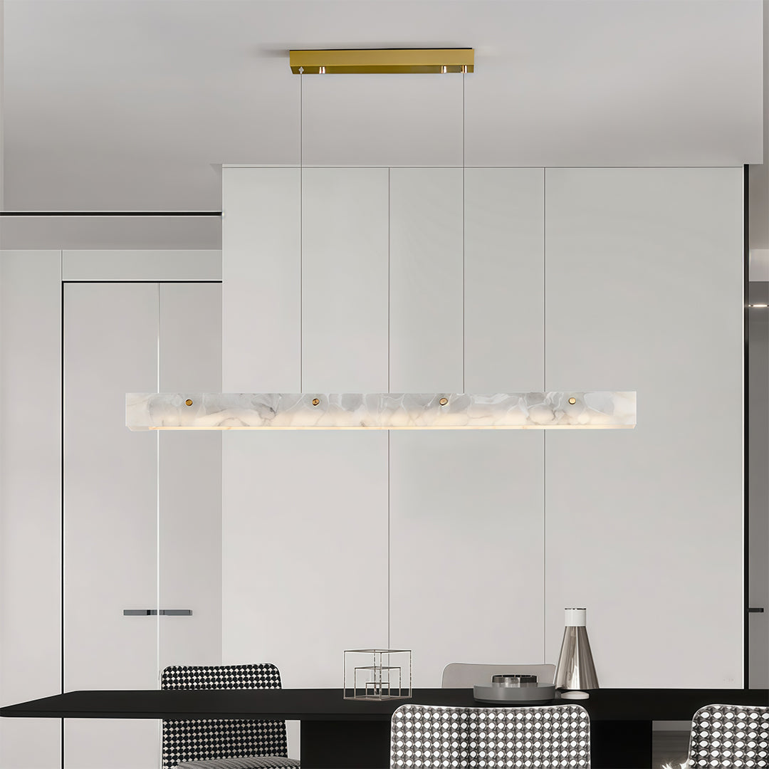 Copper Metal Pendant Light Linear Cloud Stone Ceiling Light