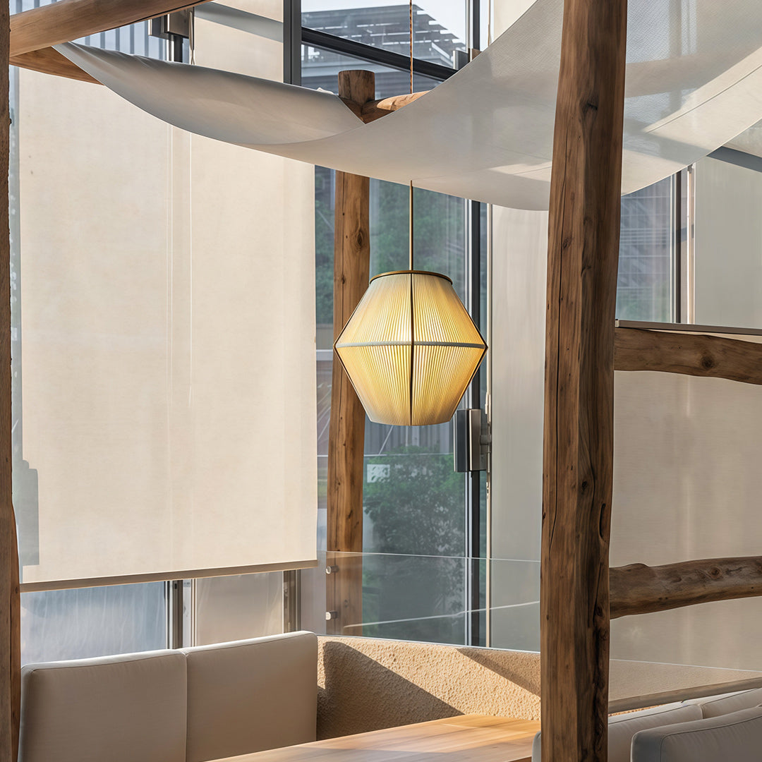 Japanese Style Pendant Lights Braided Hemp Rope Ceiling Light