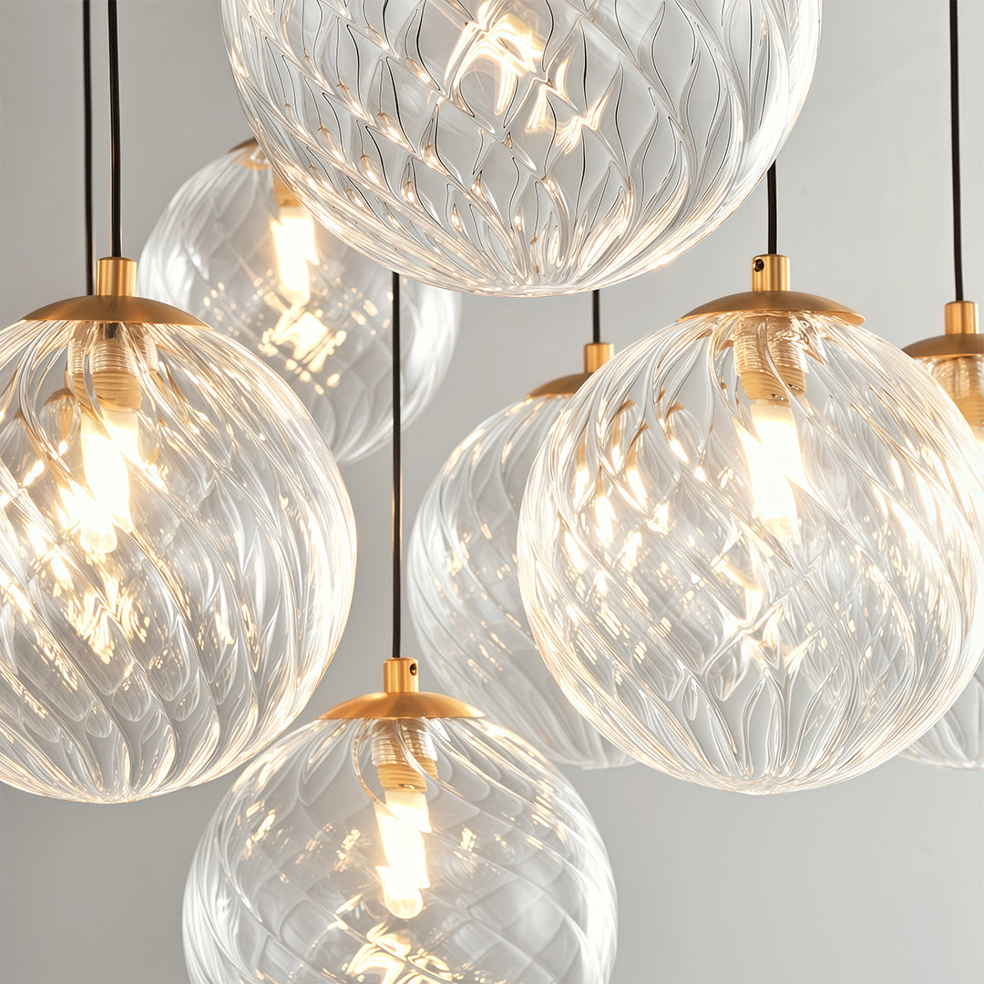 Modern Glass Ball Chandelier Full Copper Ceiling Light