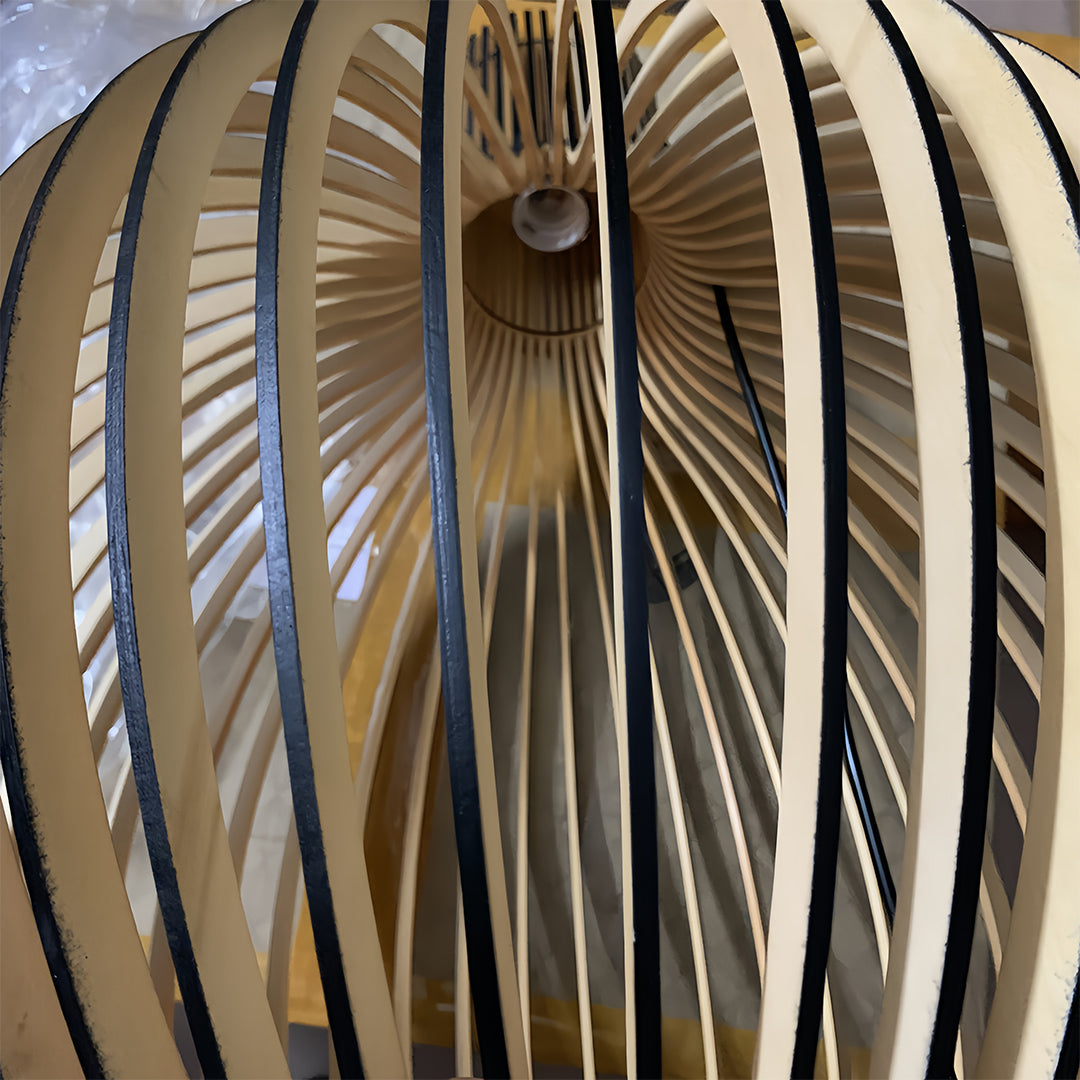 Bird Cage Pendant Light Japanese Basswood Body Wooden Ceiling Light