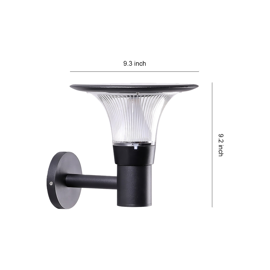 Outdoor Solar Wall Sconce Black Waterproof Metal Light