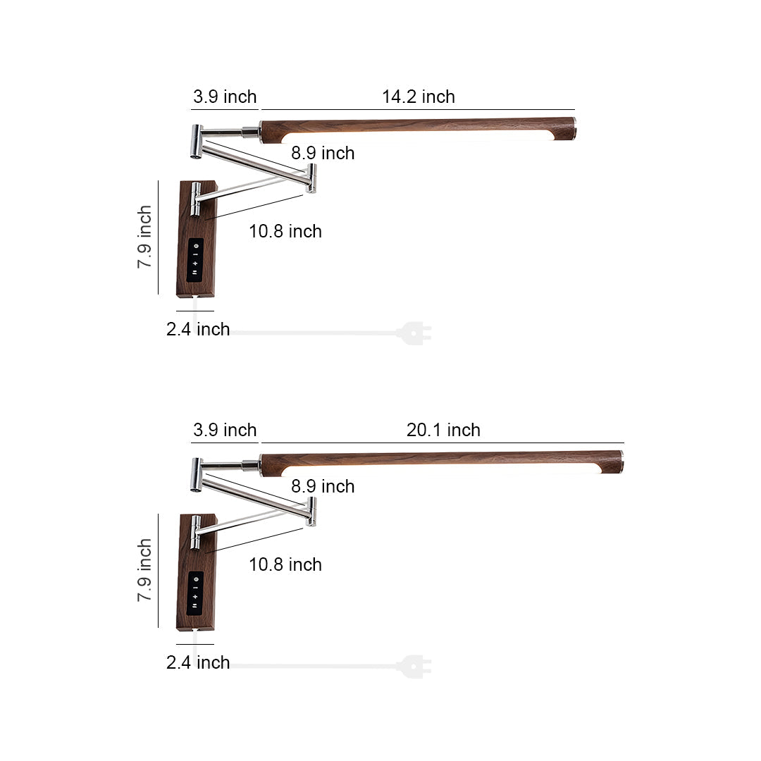 Swing Wall Light Mid-Century Iron Walnut LED Arm Lamp