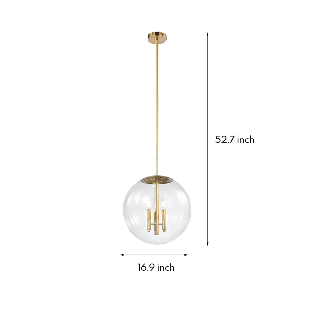 Clear Globe Pendant Light Transparent Glass Elegant Ceiling Light