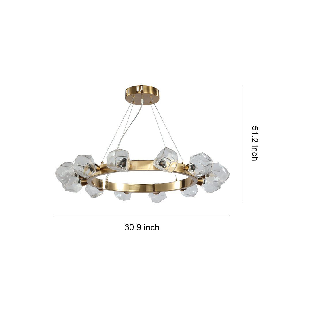 Gold Round Polished Brass Ring Chandelier