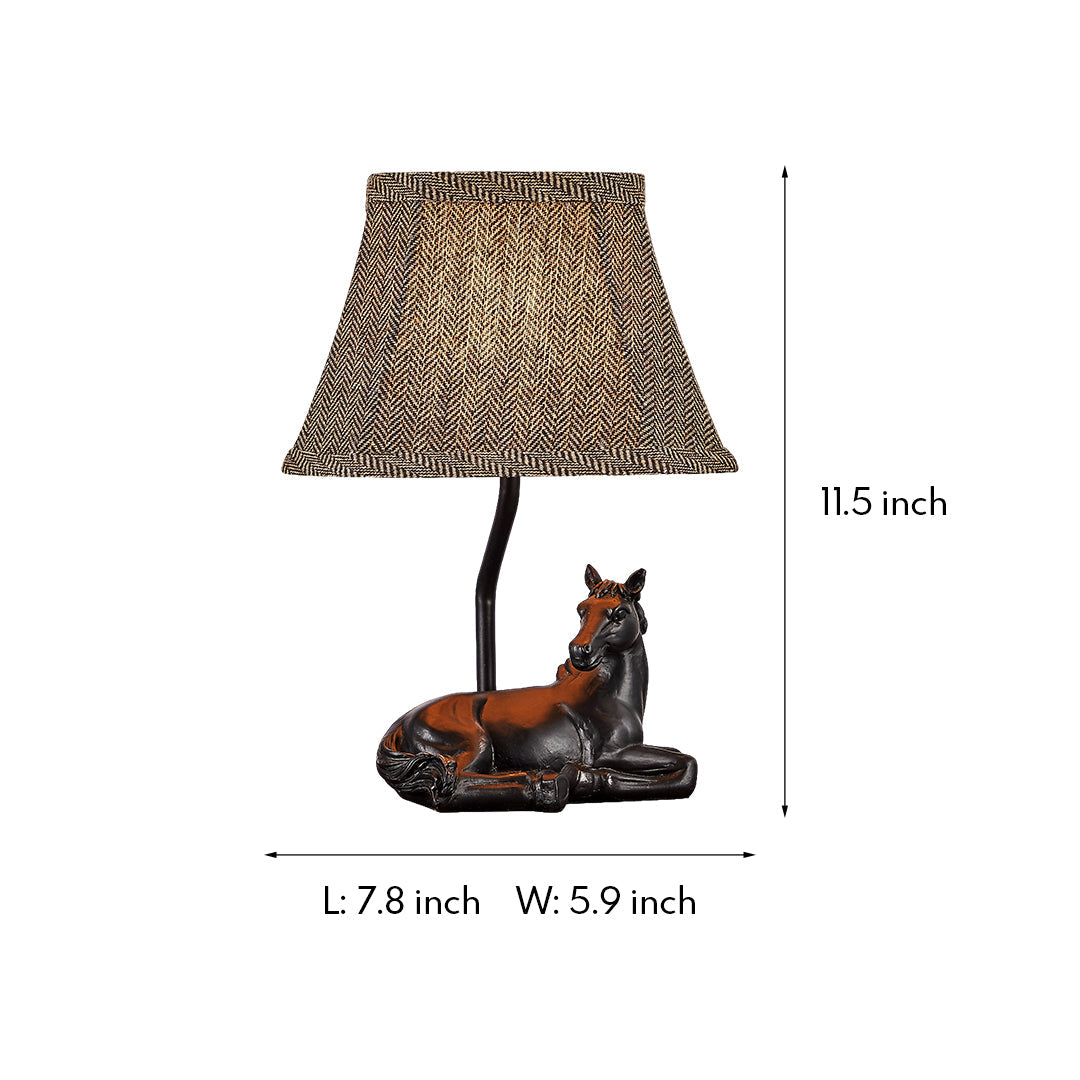 Table Lamp Horse European Style Cloth Lampshade Ambiance Resin Light
