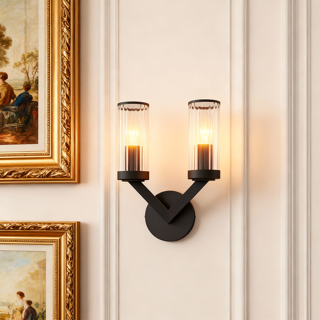 Double Sconce Wall Light Nordic Glass Pure Copper Lamp