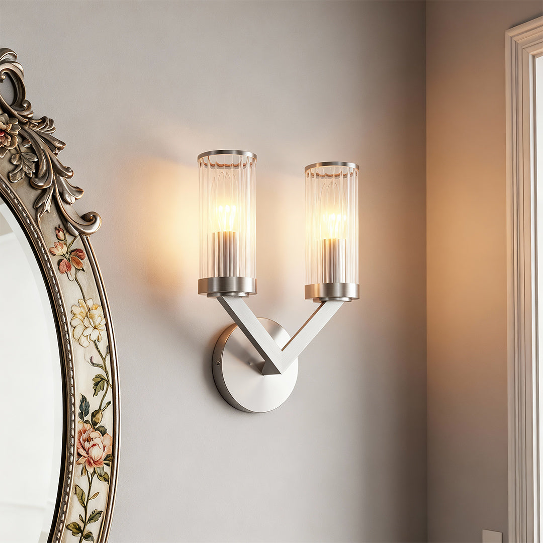 Double Sconce Wall Light Nordic Glass Pure Copper Lamp