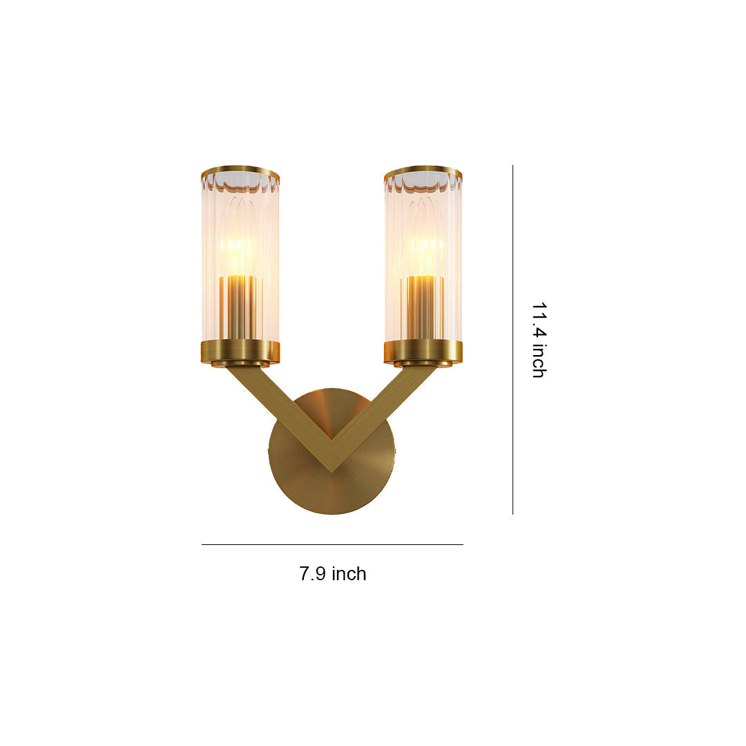 Double Sconce Wall Light Nordic Glass Pure Copper Lamp