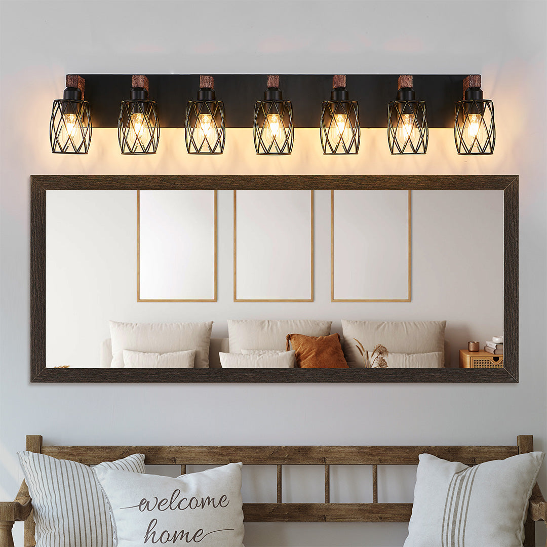 Black Vanity Bathroom Lights Metal Cage Mirror Lamp