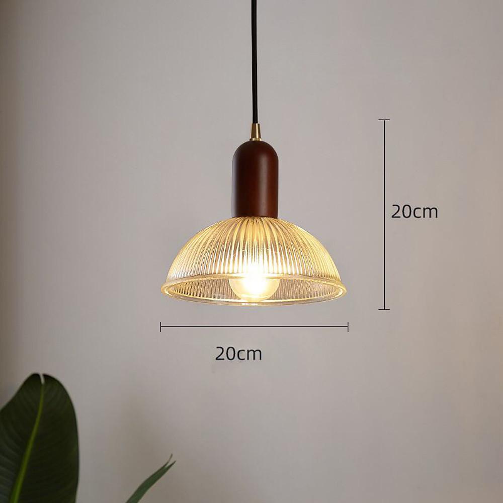 Country Glass Wood Ceiling Lights Bowl Vintage Pendant Lighting